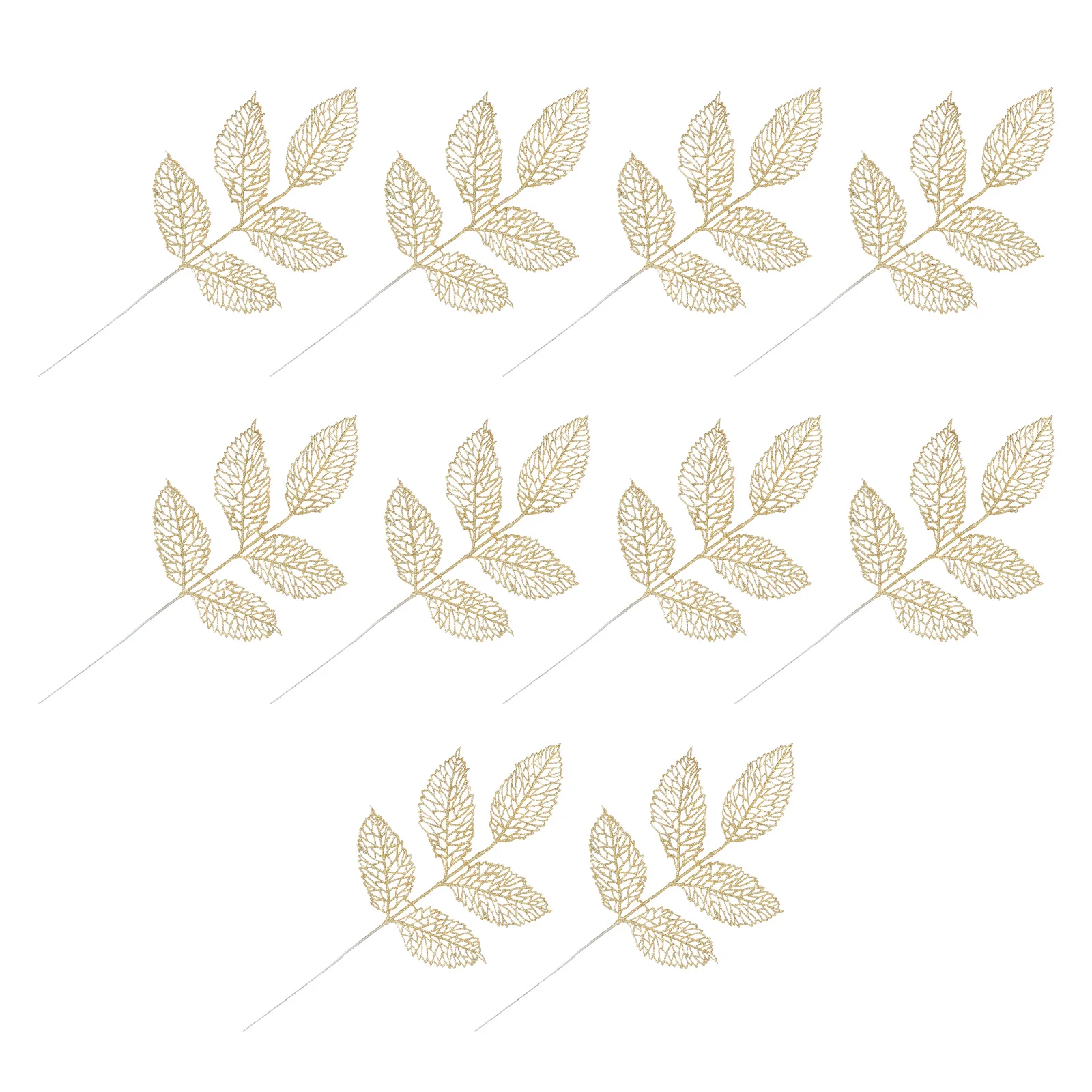 

10 Pcs Christmas Ornament Simulated Rose Leaf Pendant Leaves Decoration Decorate Party Supplies Golden Decorative