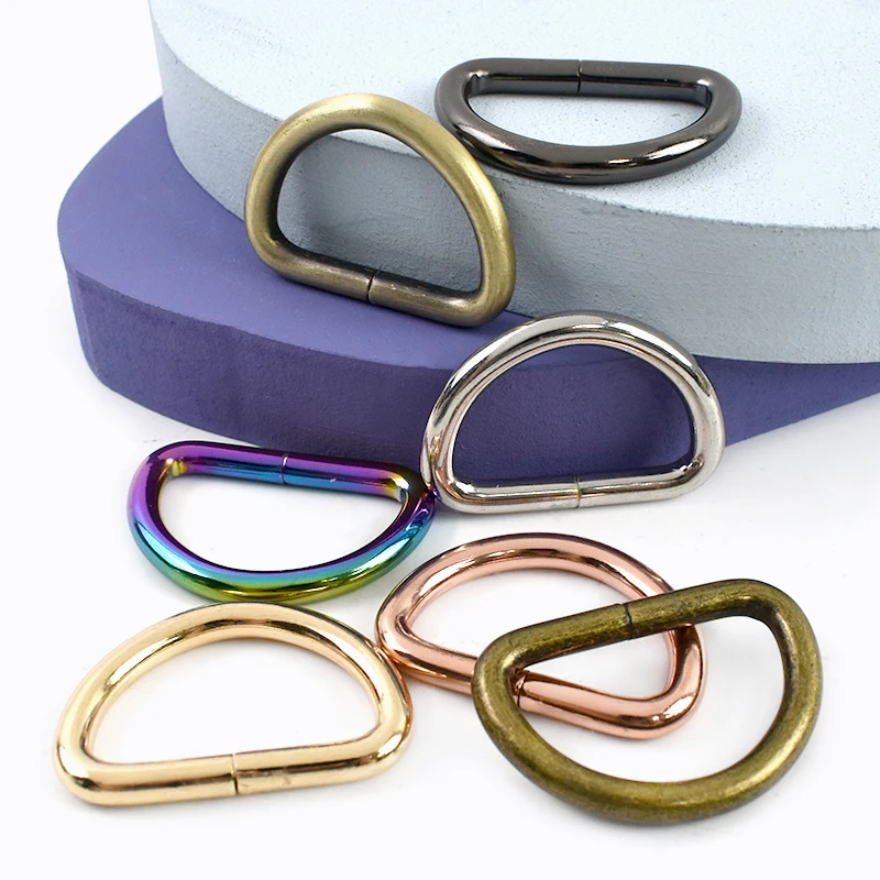

13-50mm Metal D Ring Buckles 10Pcs for Bag Strap Clasp Dog Collar Backpack Webbing Snap Hooks Hardware Sewing Accessories