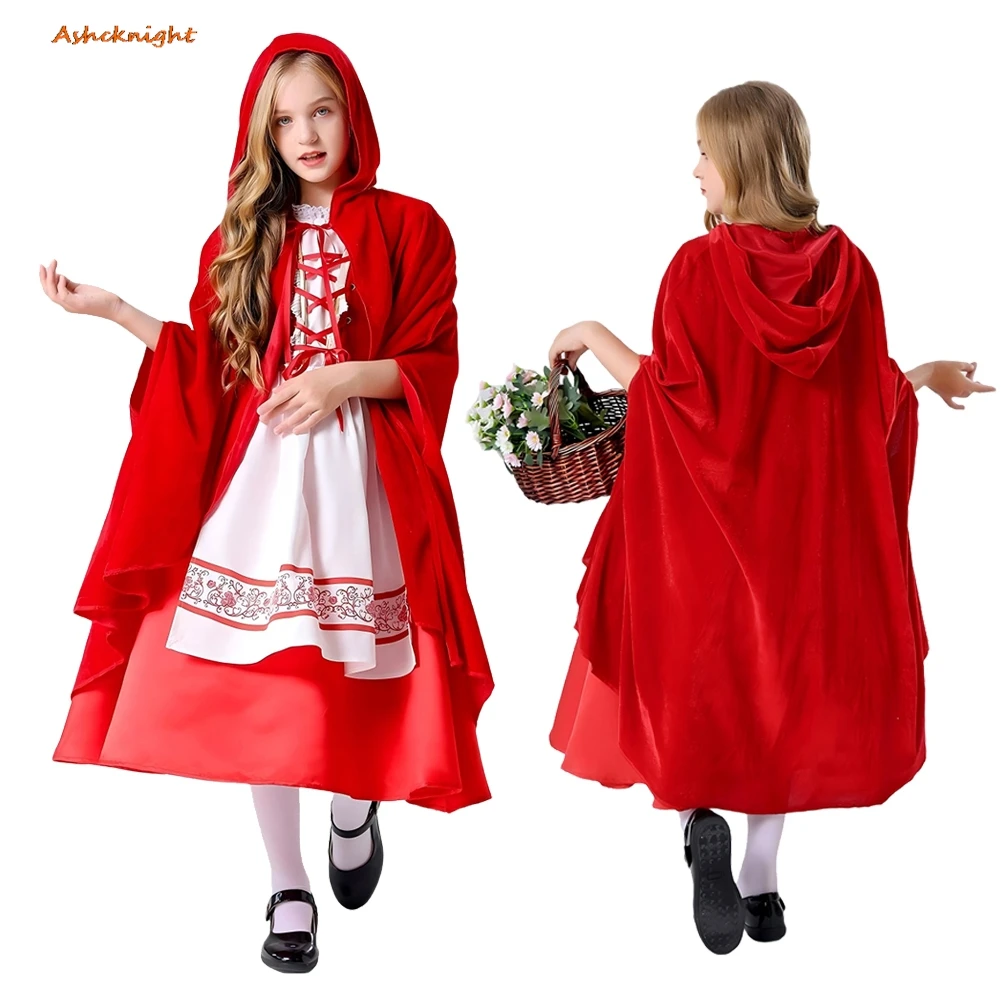 

Костюм для косплея Красной Шапочки: платье-накидка для девочек, наряд для вечеринки, маскарадный костюм, ролевая игра, Хэллоуин, карнавал