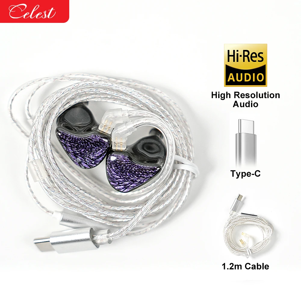 Celest Wyvern Black Type-C In Ear Earphone Monitor With Microphone Hifi Music Headphone IEMs Wired Gaming Earbuds For Gif