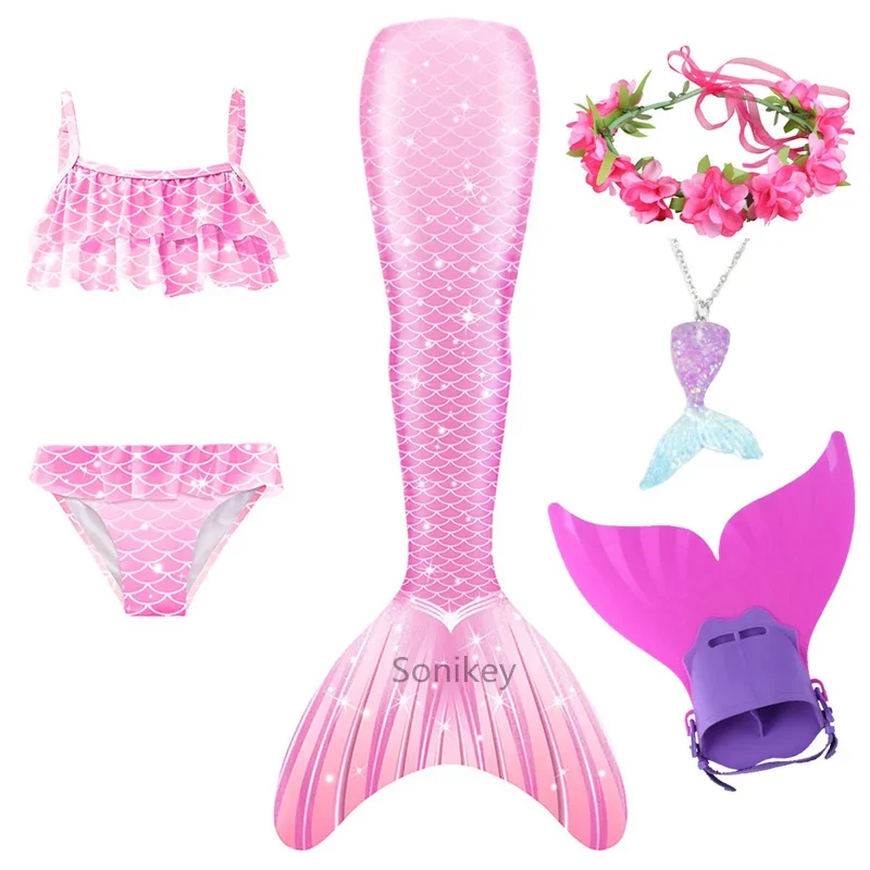 Meerjungfrau Schwanz Badeanzug für Mädchen Cosplay Kostüm für Kinder Halloween Bikini Schwimmen Mono flosse Kinder kleine Meerjungfrau Kostüme