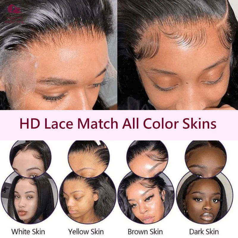 Dichte 250 % 13 x 6 HD Lace Frontal Perücke vorgezupft gluless brasilianische Körperwelle HD Lace Frontal Echthaar Perücke Beauty Forever