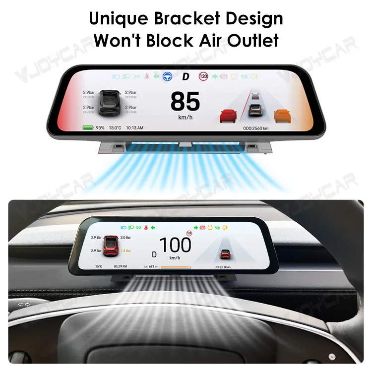 VJOYCAR 9.66 inches Instrument Display for New Model Y Juniper Model YL Dashboard with Air Outlet for Tesla All Model 3 Y