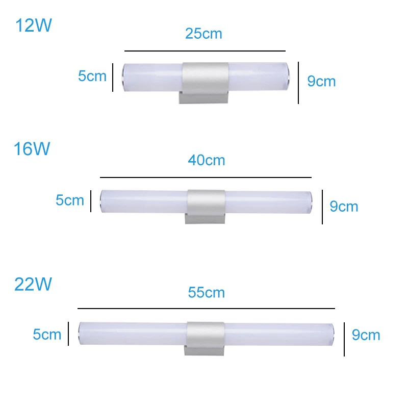 Imagem -02 - Lâmpada de Parede de Alumínio Led Impermeável Tubo Moderno Acrílico Iluminação do Banheiro Decoração da Parede 12w 16w 22w 85265v