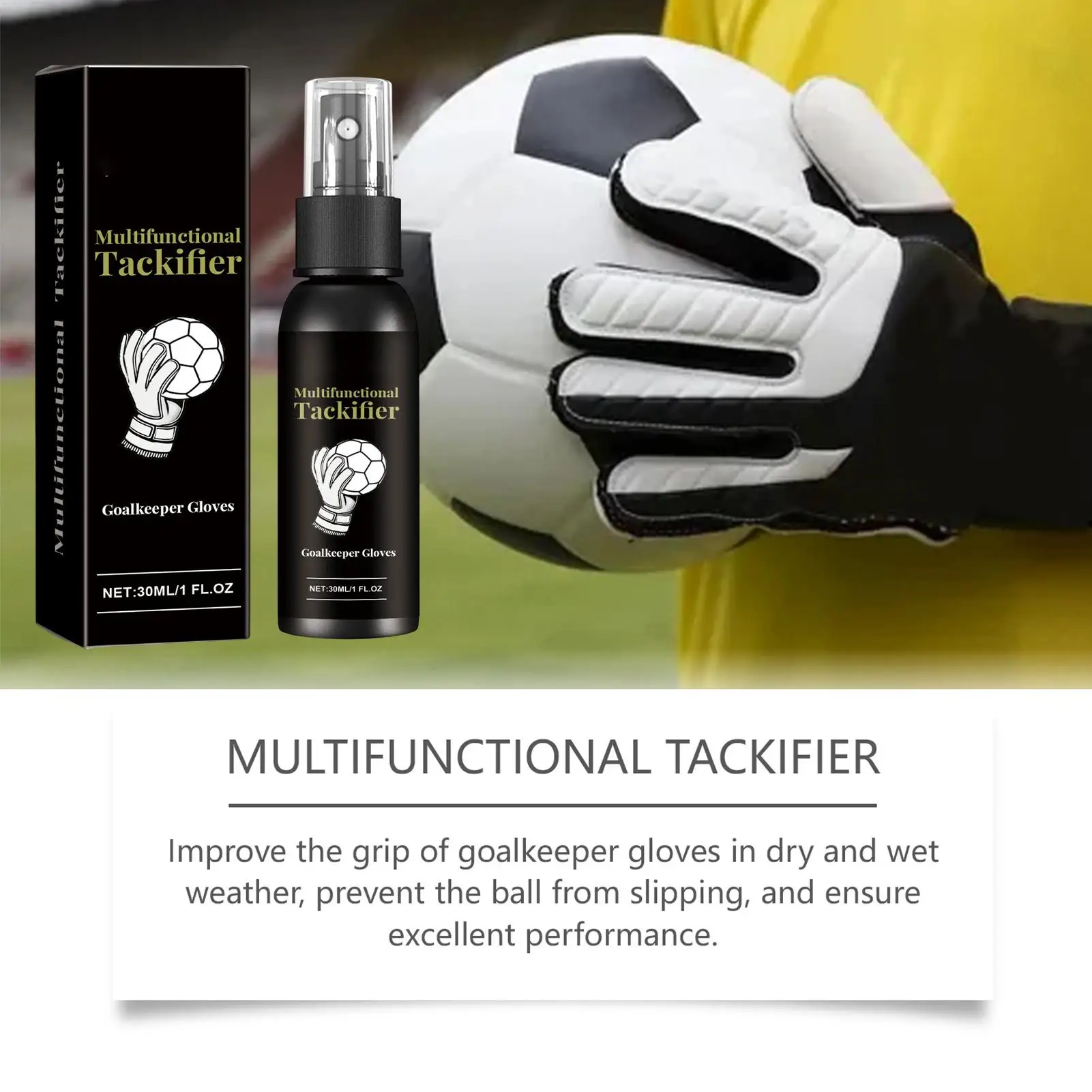 30ml Grip Spray for Football Gloves Safe Goalkeeper Gloves Spray Gloves Wash & Prepare Effective Protective Glove Grip Spray