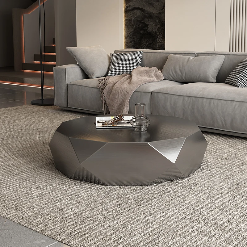 Light Luxury Living Room Home New Industrial Style Special-Shaped Stainless Steel Creative round Minimalist Coffee Table