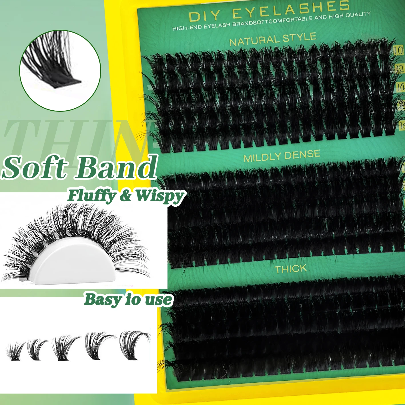 Naturalnie wyglądające, gęste, puszyste, objętośćujące sztuczne rzęsy w stylu krzyżowym i potarganym, do modelowania rzęs.