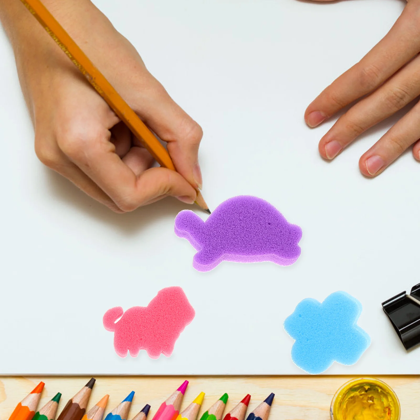 30pcs DIY Sponge Painting Animal Shaped Craft Sponge Assorted Pattern Early Learning Sponge for Kids (Mixed Pattern and Mixed Co