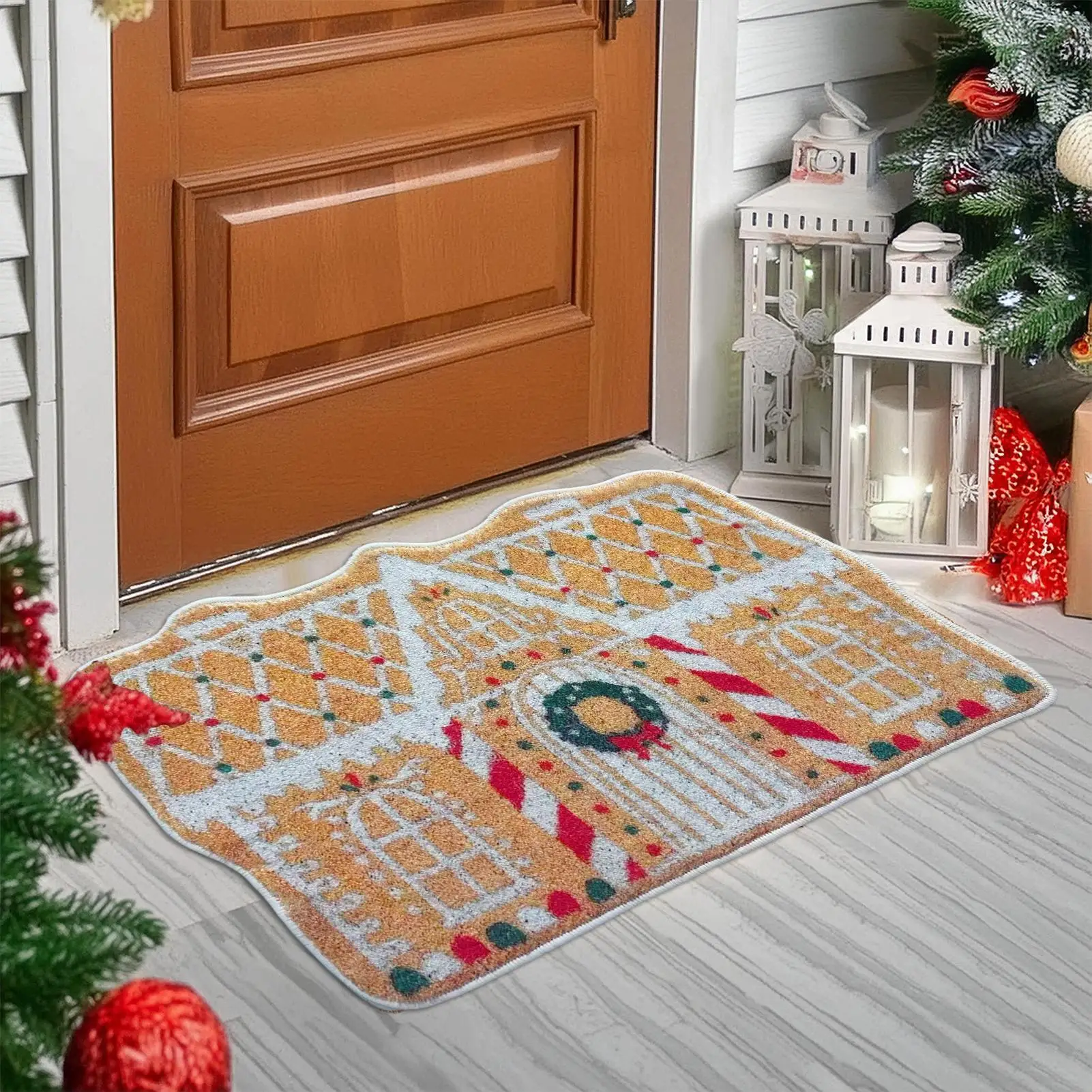 60x40x1cm Christmas Welcome Mat Floor Mat Holiday Decorations Doormat Porch New Year Carpet Pad Photo Gift Home Decoration