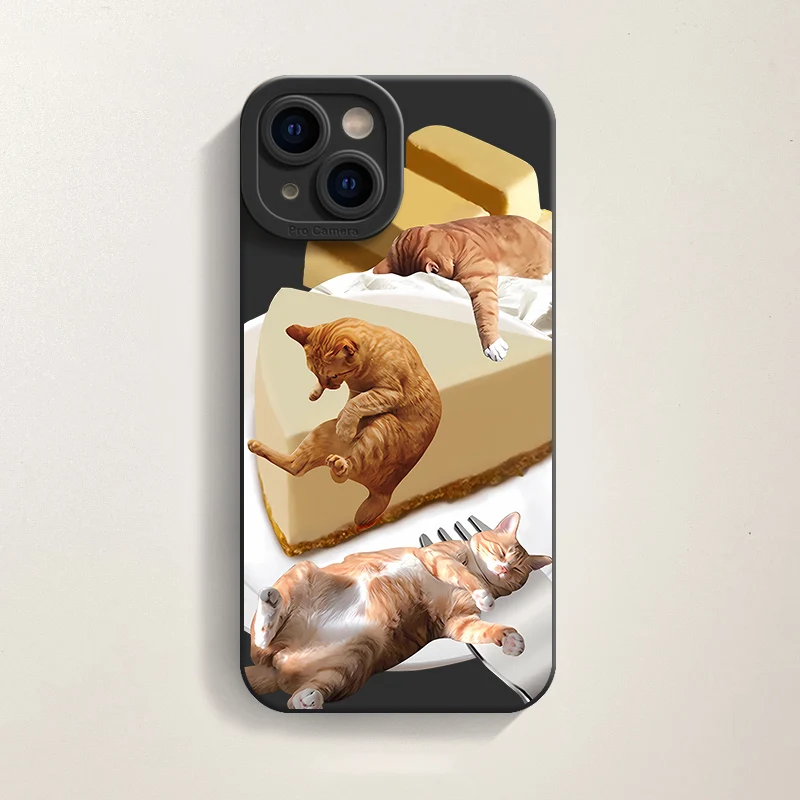 

Sleepy Cheese Cat Phone Case For Samsung Galaxy S25 S23 S24 Ultra S22 S21 Plus A56 A16 A15 A55 A54 A53 A36 Soft TPU Matte Cover