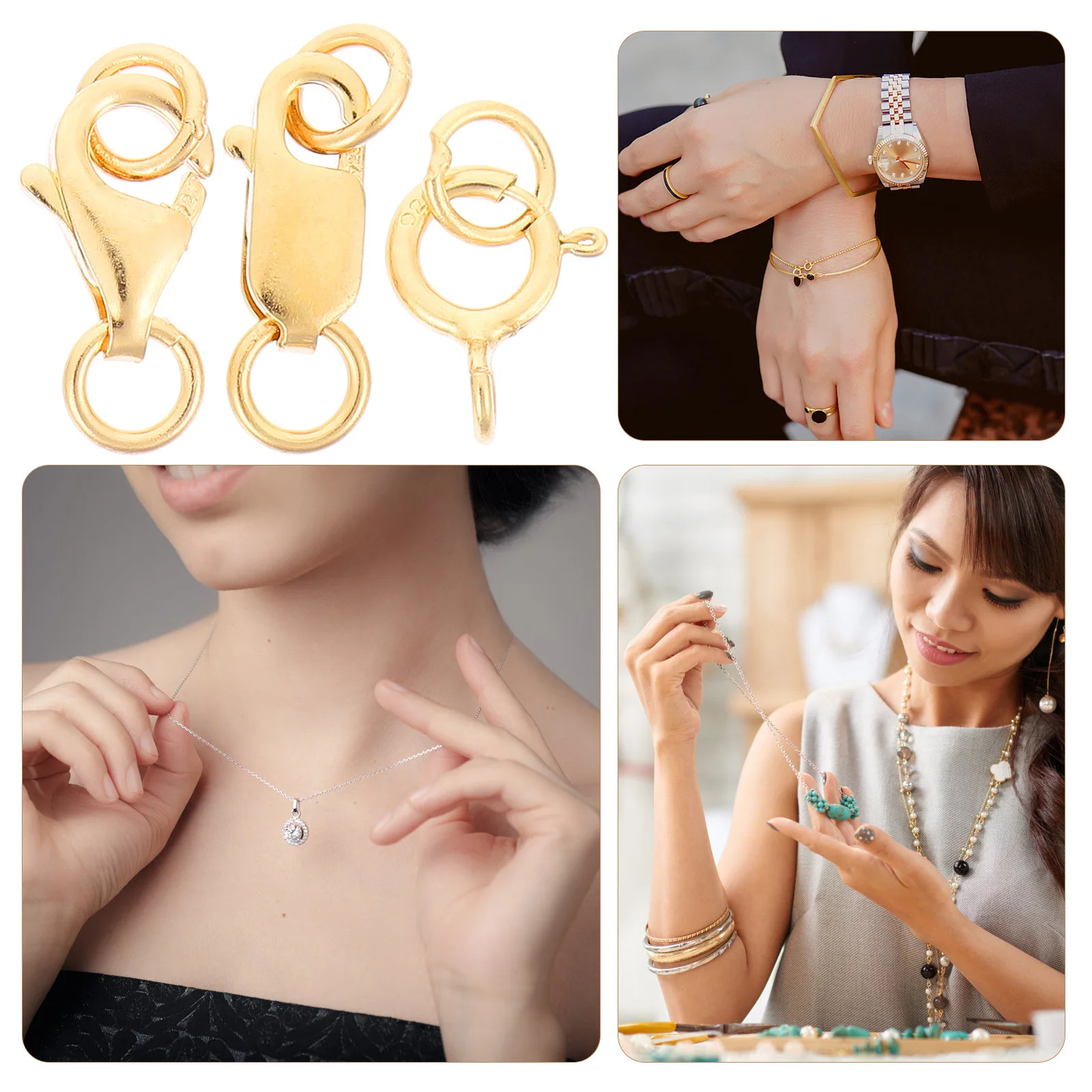 

3pcs Spring Lobster Clasps For Jewelry Making Different Sizes Diy Necklace Bracelet Connector Closure Findings