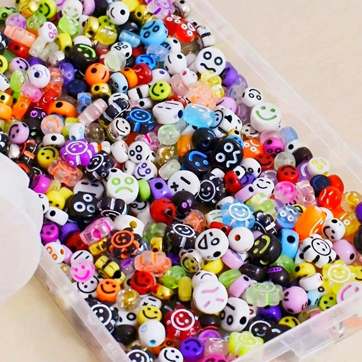20g/100 Stück DIY Smiley-Gesichtsperlen, Lose Acrylperlen, Zufälliger Stil, Zufällige Farben, Zubehör für die Herstellung von Armbändern, Halsketten – Detail 8