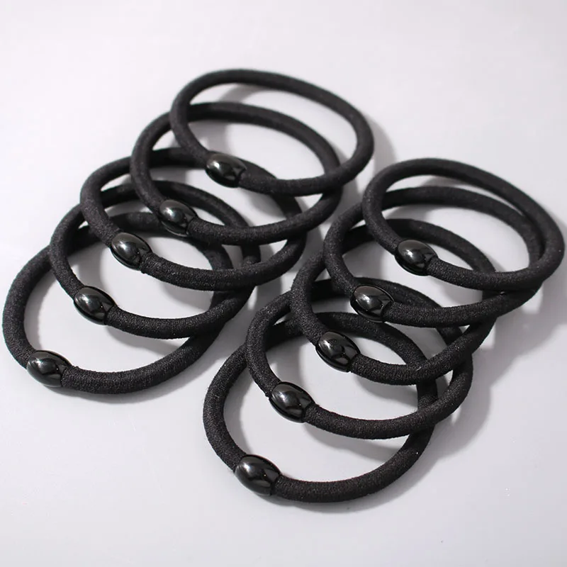 100/200 Stück Verstärkte Hochelastische Schwarze Haargummis für Damen, Stilvolle Einfache Haarbänder, Langlebige Haarbänder für Erwachsene – Detail 6
