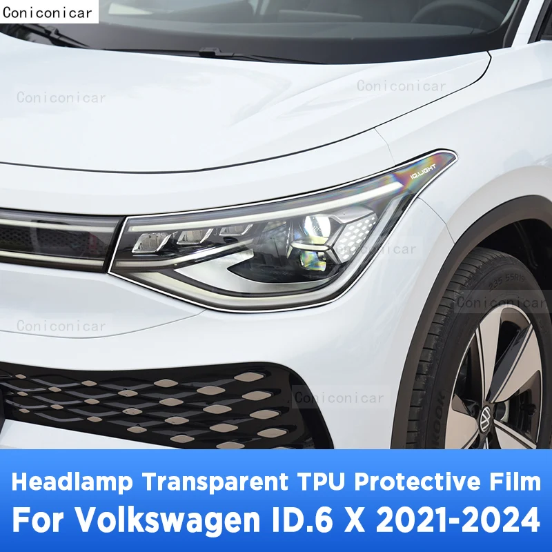 

For Volkswagen ID.6 X 2021-2024 Car Exterior Headlight Anti-scratch Front Lamp Transparent TPU Protective Film Accessories