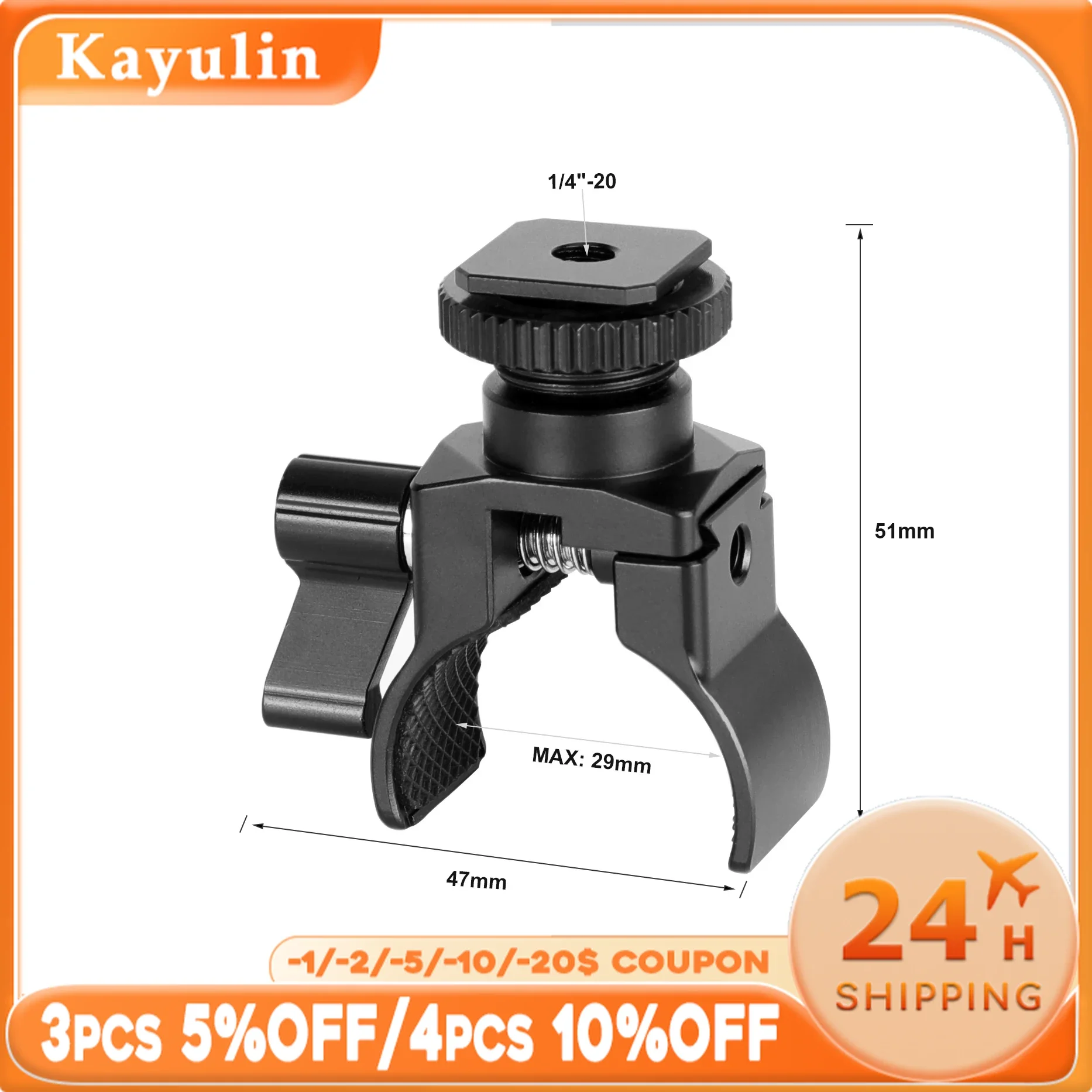 

Kayulin Crab Clamp with Shoe Mount Adapter With Screw Knob And 1/4"-20 Mounting Points & Super Pipe/Mic Clamp for Camera Accesso