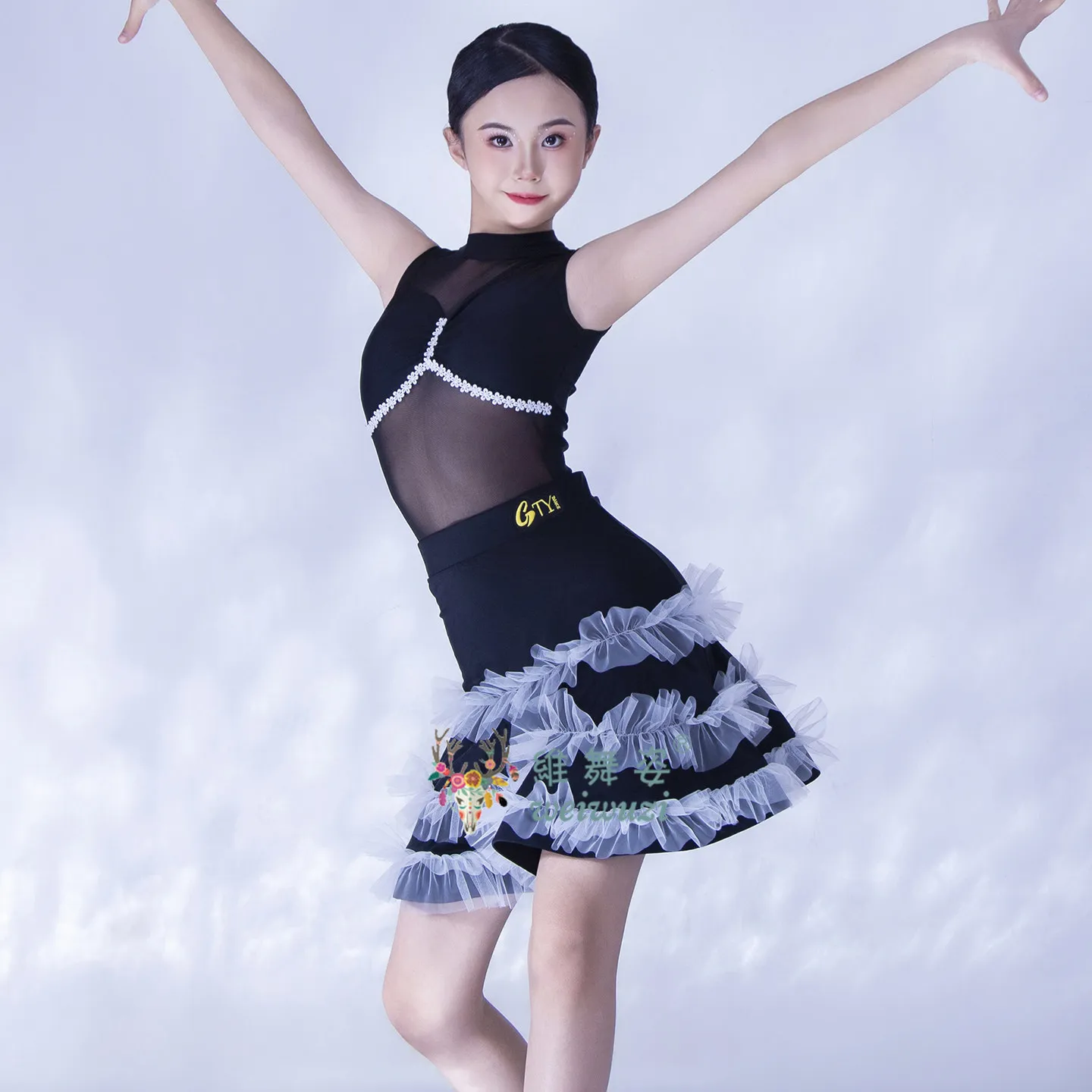 Cha Cha Tango Rumba Lateinamerikanisches Tanzkleid für Mädchen, Trainingskleidung für Samba und Salsa, Kinder-Wettbewerbskleidung, Ballsaal-Tanzkostüm – Detail 10