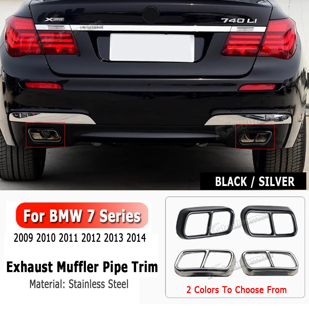 سيارة الذيل الخمار ماسورة العادم الناتج غطاء ديكور الكسوة لسيارات BMW F01 7 سلسلة 730i 740i 750i 760i 2009 2010 2011 2012 2013 2014 #6