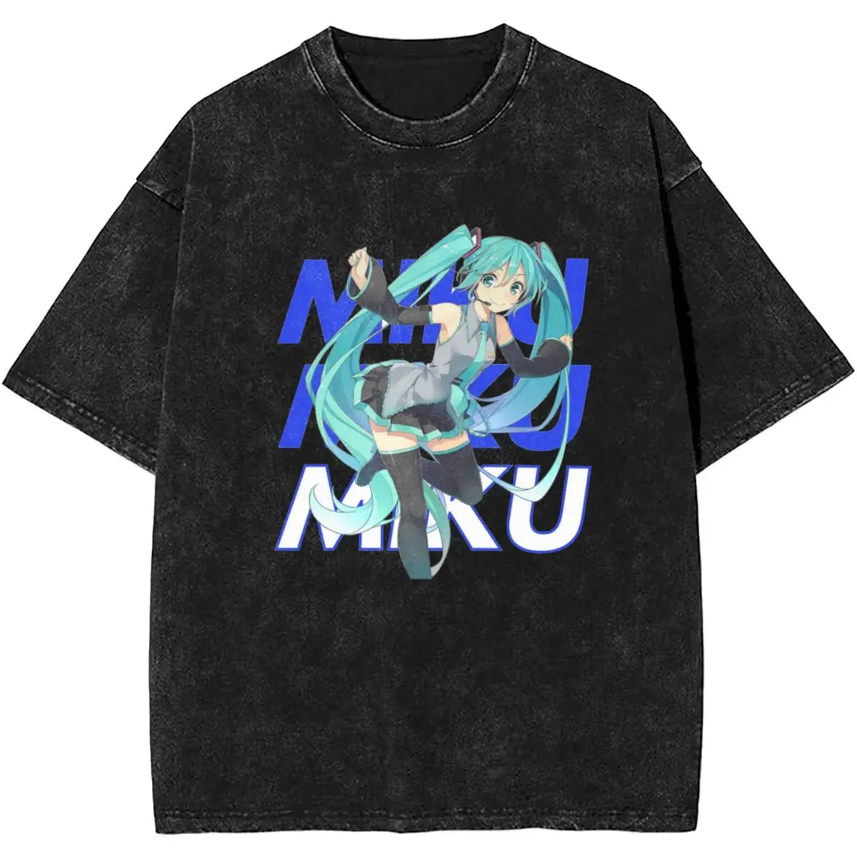 Harajuku Washed T Shirt Hatsune Miku Cotton T Shirts Trending Tshirt for Couple Summer Y2K Basic Print Top Tees