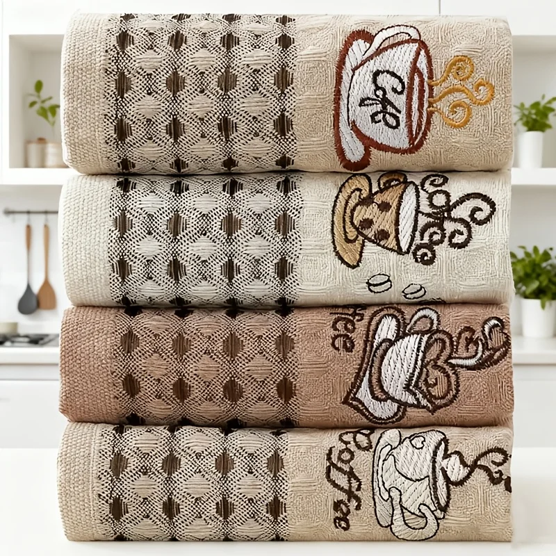 Conjunto de 4 Toalhas de Cozinha Premium Super Absorventes e Reutilizáveis para Uso em Casa, Cozinha e Banheiro