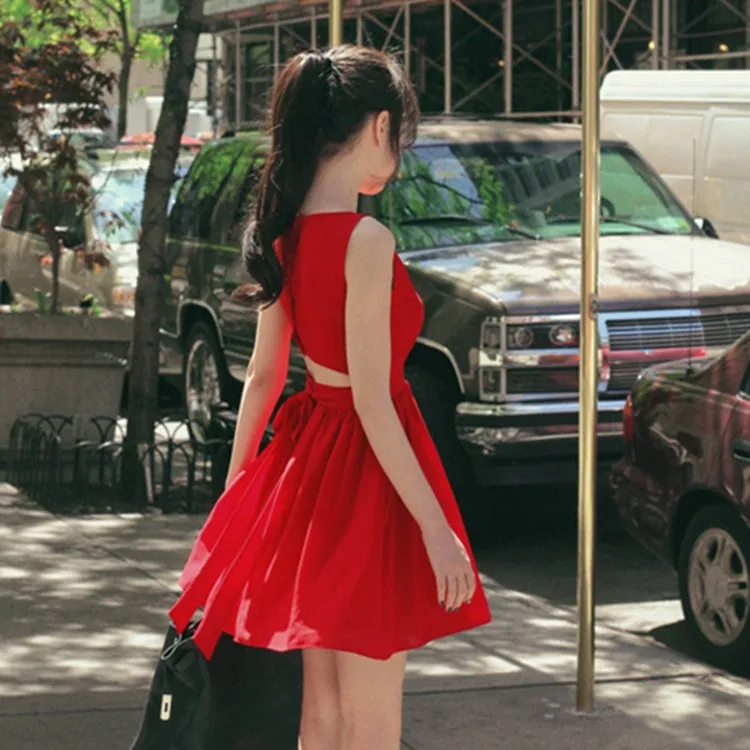 Sweet Summer Cloud Tie Dye Bal Strapl Chiffon Printed Vest Dr Korean Sle Polyester Nylon Cosite Fiber Dr