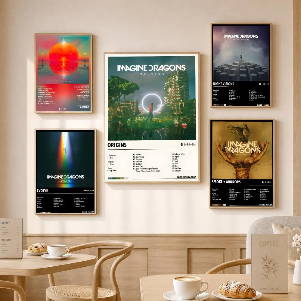 Rock Band I-imagine Dragons Painting Calligraphy High-Definition With Textured Finish Modern Style For Hallway Wall Art Decor