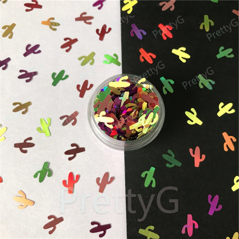 

PrettyG 1 Box Colorful Cactus-Green Botany Shape Glitter Sequins for Resin DIY Making Art Craft Nail Decoration Accessories.
