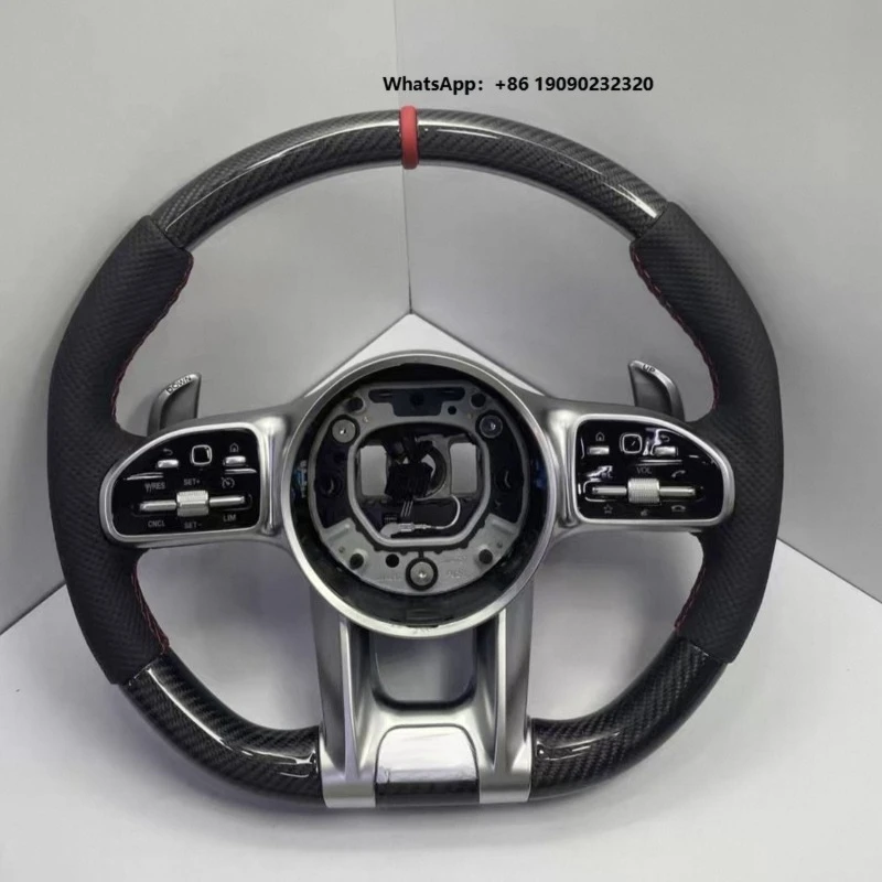 Carbon Fiber Steering Wheel   Class Sport D-Shape Perforated Leather Metal Paddles LYQ
