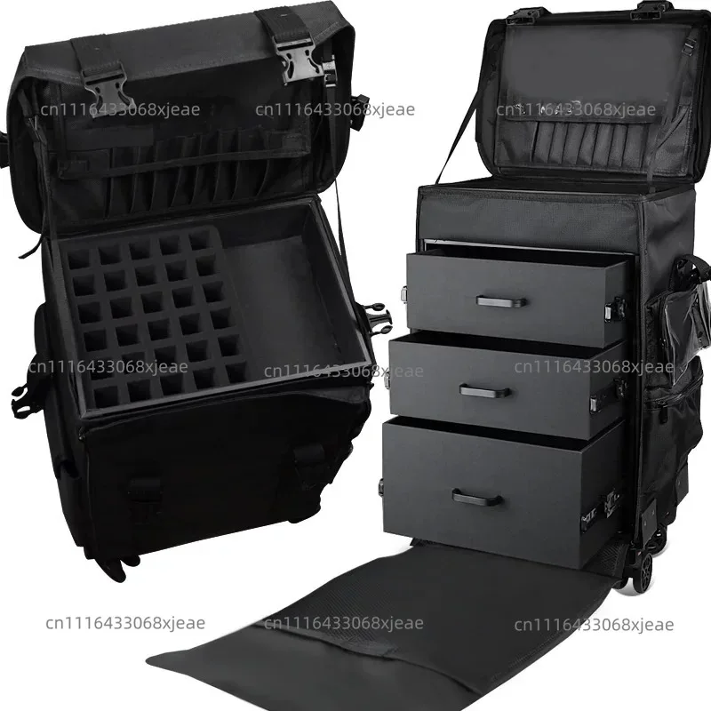 Multi-layer multifunctional makeup artist follow-up trolley case