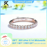 Kuololit 0.65CTW Moissanite Ring for Women Solid 18K 14K 10K Rose Gold 3/4 Eternity Band for Engagement Wedding Christmas Gifts