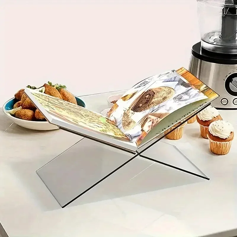 White Acrylic Book Stand Holder,Open Bookstand for Display and Reading,Suitable for Art, Bible,Cookbook,Easel,Magazine,Textbook