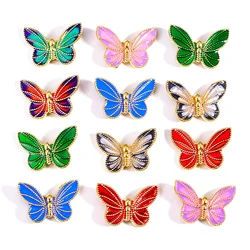10pcs/Lot Enamel Butterfly Beads Alloy Double Beads for Jewelry Making Charms Loose Spacer Beads DIY Bracelet Necklace Ornament