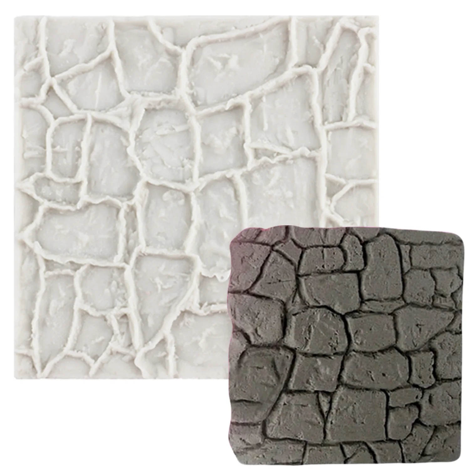 Creative Cobble Stone Brick Wall Impression Mat Silicone Mold Cake Border Fondant Cake Decorating Tools Chocolate Gumpaste Mould