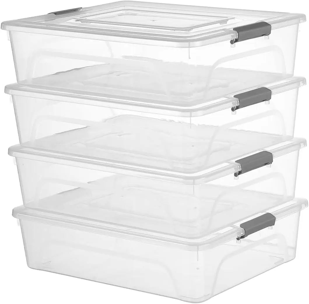 

Clear Stackable Storage Bins with lid Storage Boxes Durable Plastic Organizer Containers for Home Office, Kitchen, Craft Supp