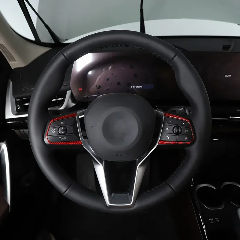 

For BMW X1 U11 2023-2024 Soft Carbon Fiber Car Steering Wheel Button Frame Sticker Interior Accessories