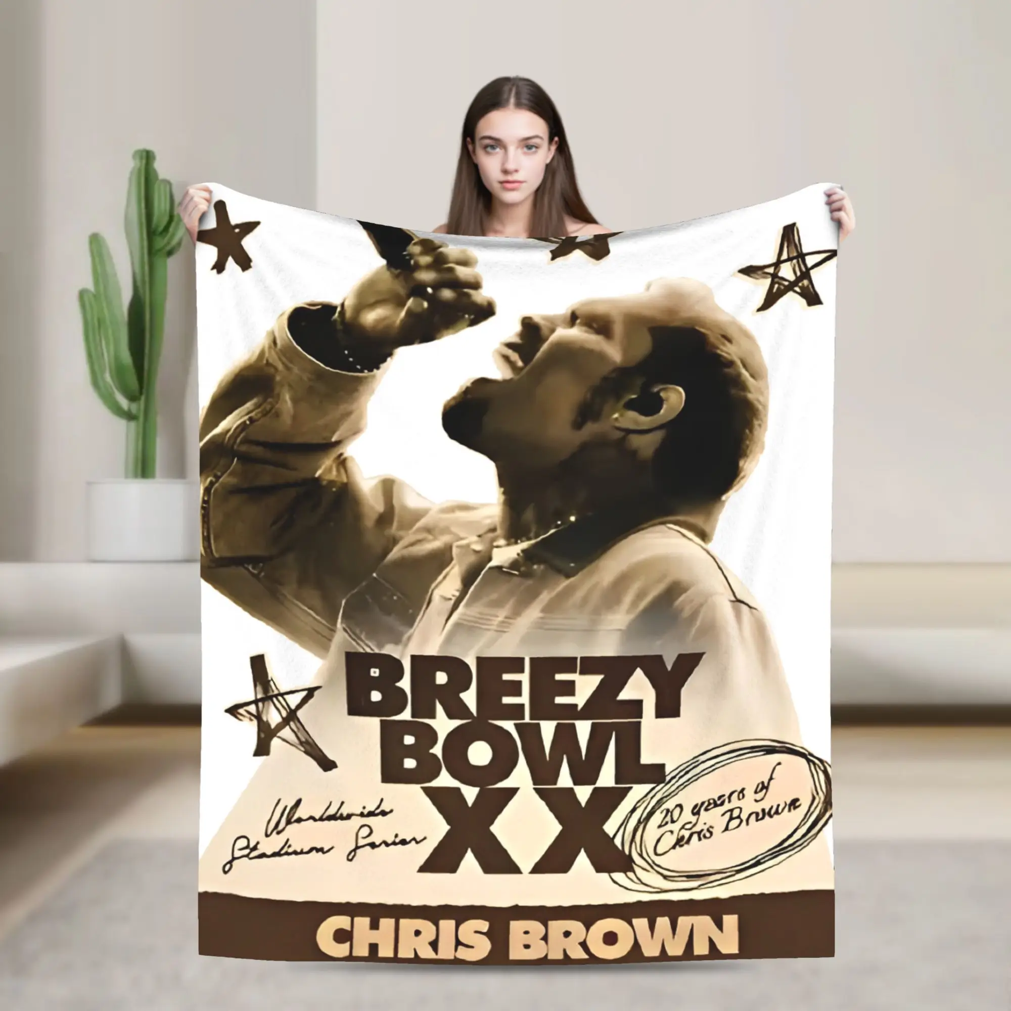 Chris Brown Breezy Bowl XX Flannel Blankets Warm Soft Throw Blanket for Outdoor Airplane Travel Fashion Bedspread Sofa Bed Cover