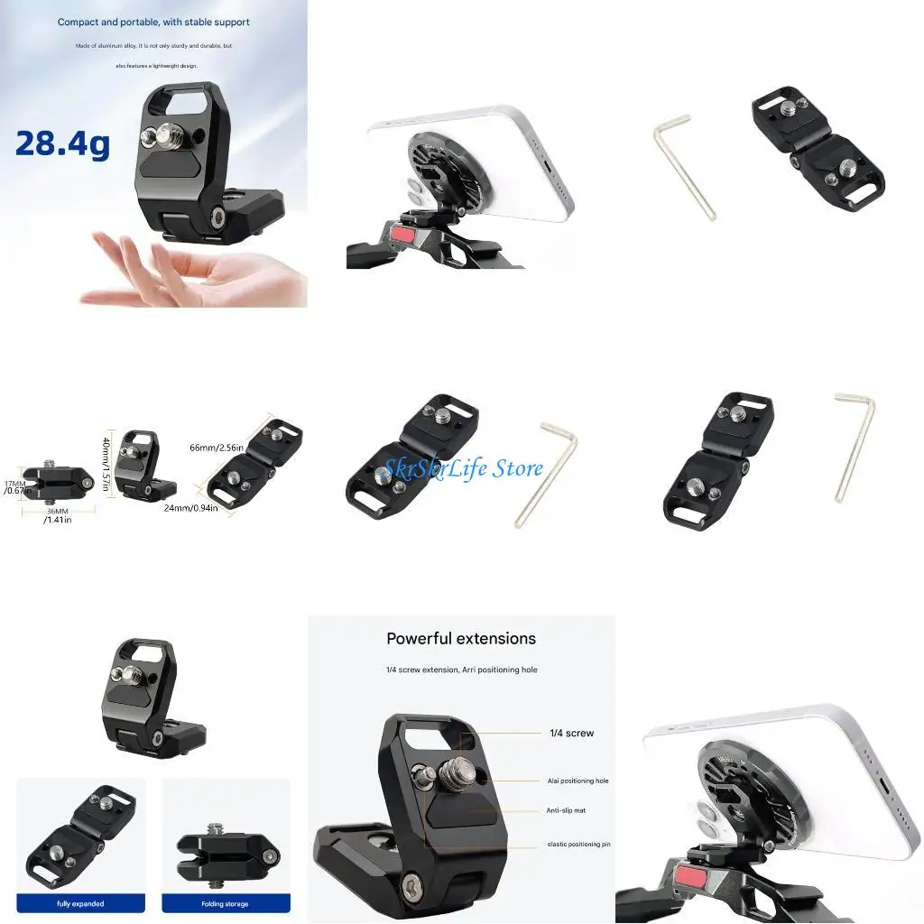 

E65E Studio Grade 1/4In Foldable Camera Mount Plate 180° Rotating Damping System For Stable Photography