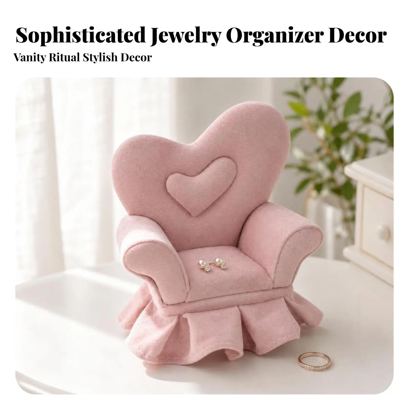 Miniature Armchair with Heart Backrest Upholstered Miniature Velvet Chair Furniture Soft Decorative for Dollhouse Enthusiasts