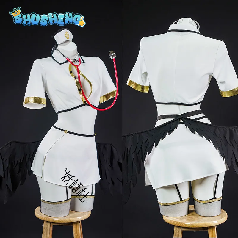 

Anime Overlord albedo Cosplay Costume New Women's Sexy Nurse Uniform Skirt Headwear Socks Props Halloween Carnival albedo Dress