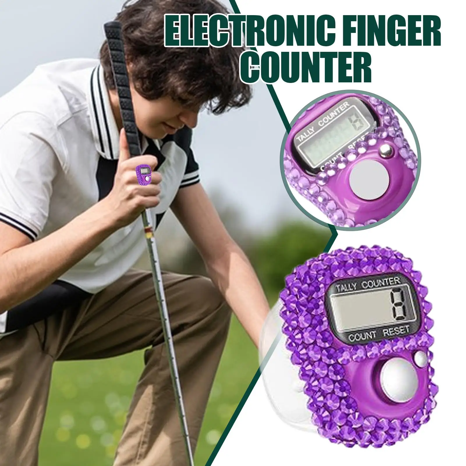 1pc Digital Finger Ring Counter with LCD Resettable Electronic Islamic Tasbih Prayer Counter Adjustable Tally Clicker for Sports