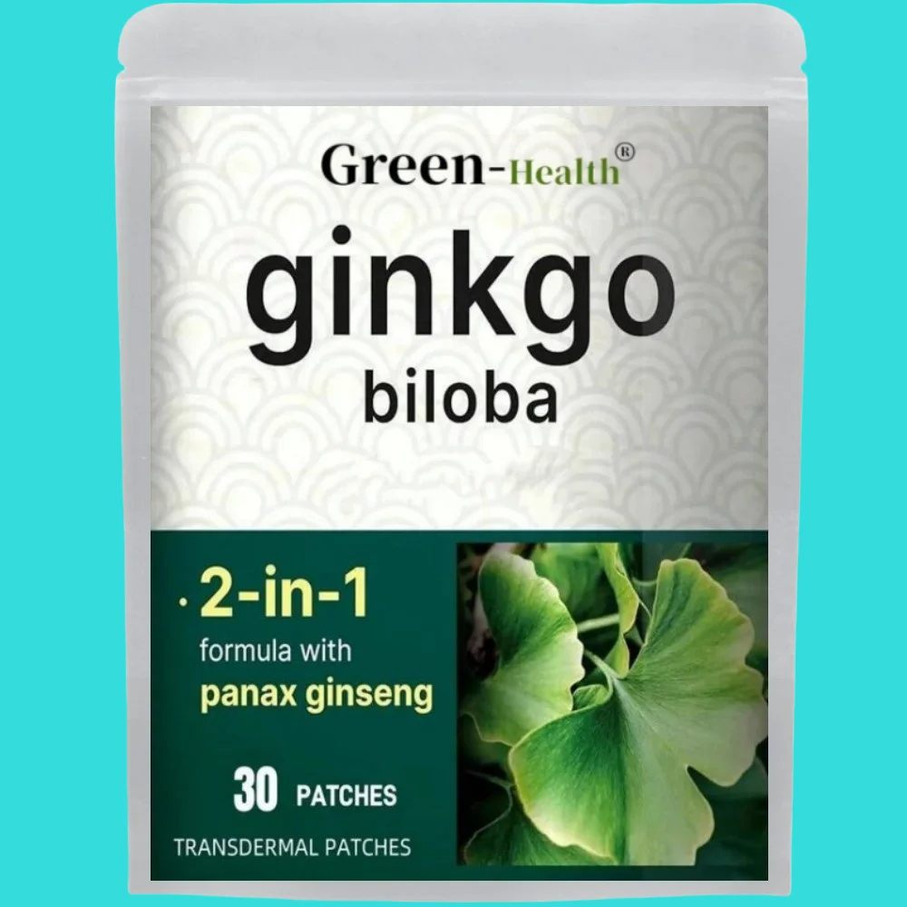 30 Patches Ginkgo Biloba Transdermal Patches with Panax Ginseng Promotes Memory, Focus, and Brain Health