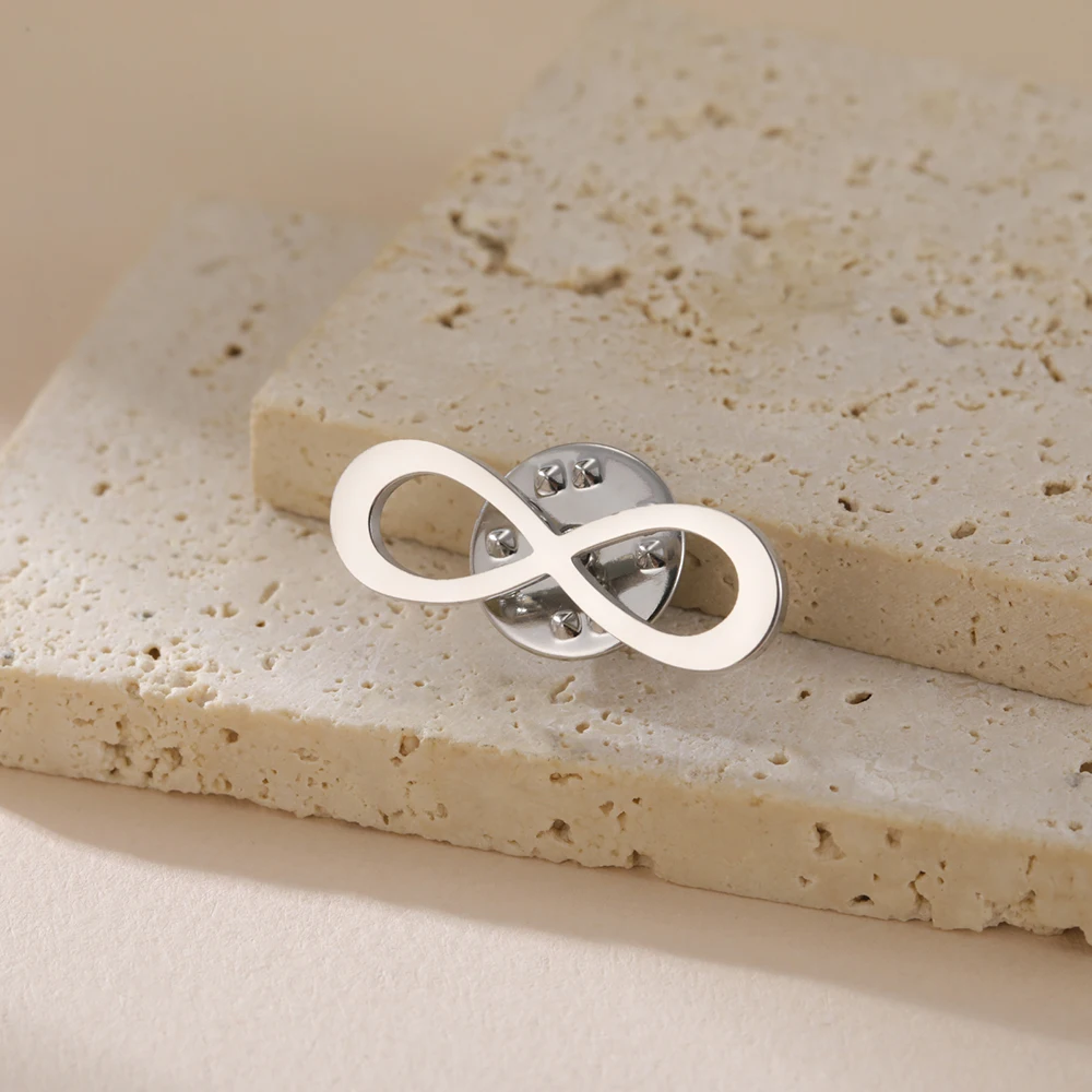 Dawapara klassische Unendlichkeitssymbol-Brosche, endlose Liebe und Freundschaft, Anstecknadel, Edelstahl-Accessoires – Detail 12