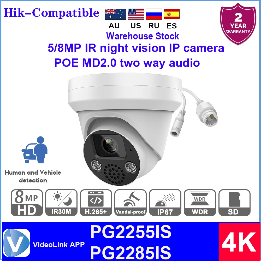 camera de seguranca hikvision ir night vision onvif home cctv compativel com onvif audio bidirecional poe md20 8mp 4k 01