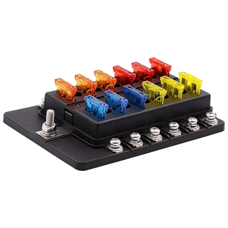 

12-Way Blade Box, Box Block With LED Warning Indicator Waterproof Cover For Car Boat RV DC 12-32