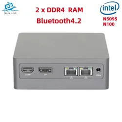 Helorpc Mini PC Intel N100/N5095 Processor 2x DDR4 Slots M2 NVME SSD 4K UHD Dual-band WiFi Bluetooth4.2 Window10/11 Linux
