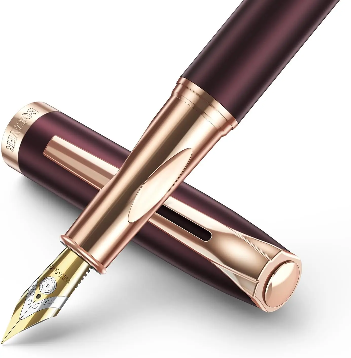 

Samurai Fountain Pen Set with Medium & Calligraphy Nibs, 8 Ink Cartridges, Converter & Gift Box - Dark Red