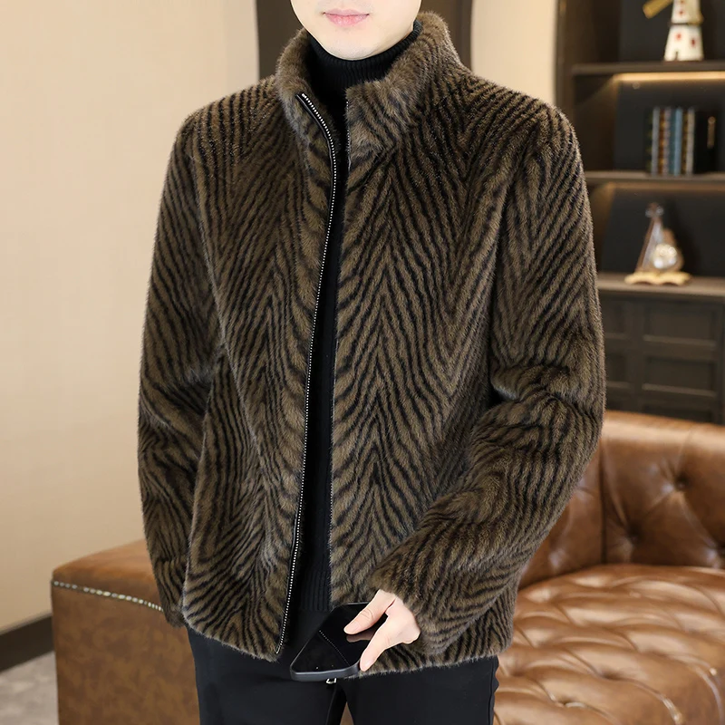 Autumn Winter Double-Sided Wear Golden Mink Velvet Faux Fur Coat Thickened Jacket Leather Fur Integrated Warm Outerwear