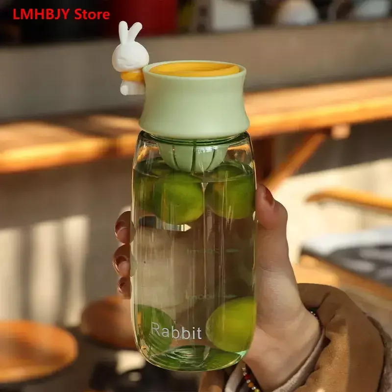 LMHBJY 480ml Cartoon Cute Children's Water Cup High Plastic Cup with Filter Outdoor Portable Tea Water Bottle