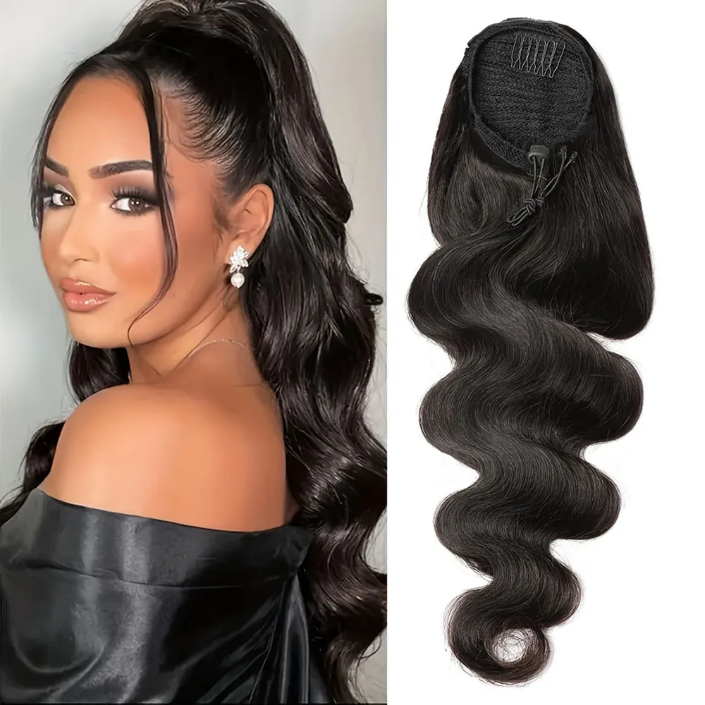 

8-30 дюймов объемные волосы конский хвост шнурок конский хвост 100% бразильские человеческие волосы Remy наращивание хвоста натуральные волосы для женщин