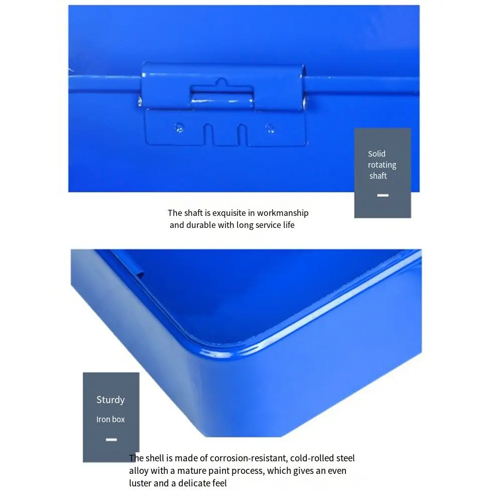 Small/Large Locking Cash Box Safe with Combination Lock Lock Storage Box with Tray Cover Key Lock/ Password Metal Money Box Home