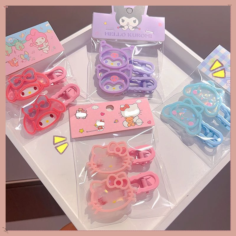 

Acrylic Double-layer Cartoon Three Beauty Hair Clip Laser Kuromi Jade Laurel Dog Duckbill Clip Girls Broken Hair Edge Clip Gift